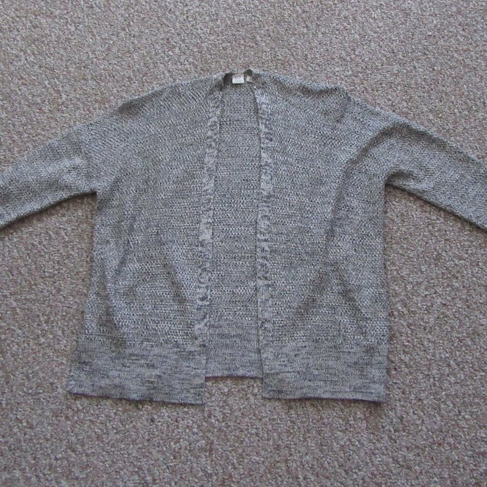 GAP Women's Open-Front Cardigan Sweater Size Large-Black Marled Knit